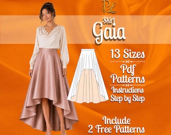 Hi low skirt pattern | Circle skirt pattern | wedding skirt pattern | PDF digital sewing pattern | Easy skirt pattern
