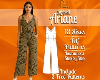 jumpsuit sewing pattern | wide leg jumpsuit pattern | jumpsuit pdf pattern | Palazzo Jumpsuit pattern  | Summer jumpsuit Pattern