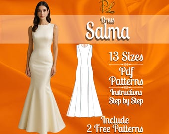 PDF digital sewing pattern for Gored dress | princess dress pattern | wedding dress pattern | Full dress pattern | Gown Sewing Pattern