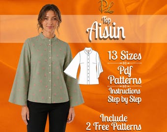 Relaxed Shirt pattern | Cottagecore Shirt pattern women | Flared shirt pattern | Shirt sewing pattern | easy shirt pattern