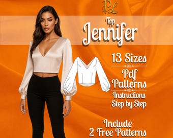 Top pattern women | Midriff top pattern | Beginner sewing top | Summer top pattern | Bishop sleeves top pattern | Glamour top pattern