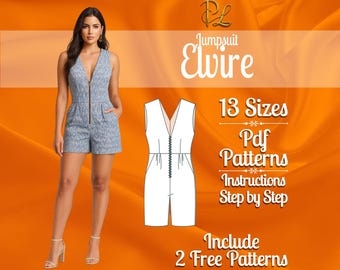 Jumpsuit sewing pattern | straight jumpsuit pattern | jumpsuit pdf pattern | Short Jumpsuit pattern  | Summer jumpsuit Pattern