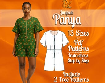 Mini Jumpsuit Sewing Pattern | African Style, Full Length, PDF Digital Download | shorts Jumpsuit Sewing Pattern