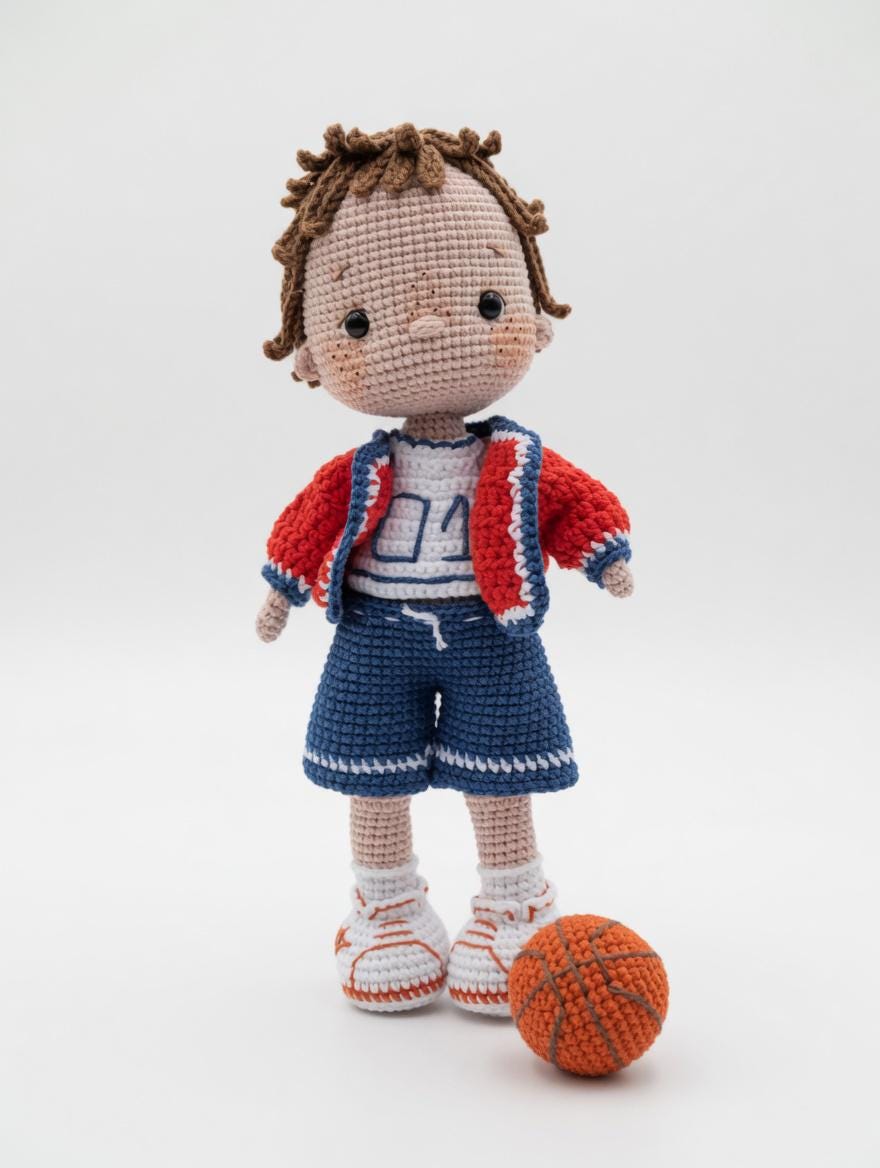 30 Basketball Crochet Patterns for Fans, Gifts, and Game-Day Decor 10 Basketball Player Doll Amigurumi Pattern