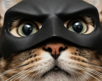 Batman-Katzenmaske (STL-Datei, 3D-Druckmodell). Haustier-Cosplay, lustiges Katzenaccessoire, Halloween.