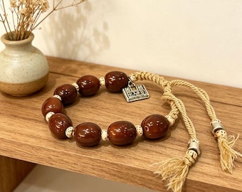 Handwoven Golden Rat Seed Bracelet, Natural Bodhi Bead Adjustable Rope Bracelet, Zen Meditation Jewelry, Spiritual Gift