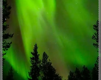 Nordlichter Baumwolle Bettwäsche Set | Aurora Bettbezug, Green Sky Bettwäsche