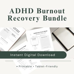 ADHD-återhämtningspaket för utbrändhet | Hjärndumpning, fokusåterställning, prioriteringsplanerare (digital nedladdning)