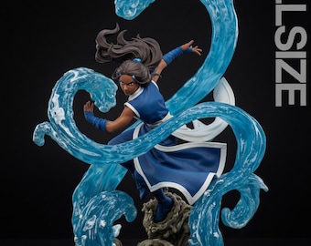 Katara STL / Guerrera de la Tribu del Agua / Chica Elemental de Fantasía con Alto Nivel de Detalle / Modelo Imprimible en 3D