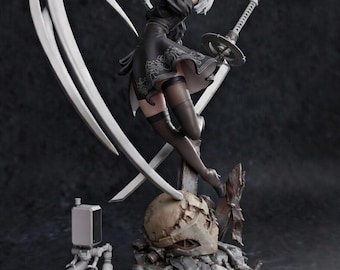 Figura imprimible en 3D de 2B STL/Android Battle Maid/modelo de resina de Nier Automata Fan Art