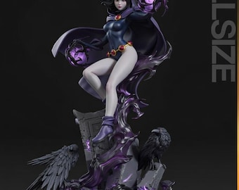 Raven STL | Teen Titans Dark Sorceress 3D Printable Resin Statue | Gothic Superhero Figure