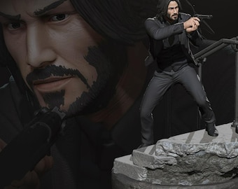 John Wick STL | Tactical Assassin Action Hero 3D Printable Figure | Modern Gun-Fu Resin Statue
