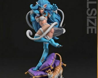 Estatua de Felicia Rosemary Catgirl / Figura STL inspirada en Darkstalkers / Figura dinámica de anime