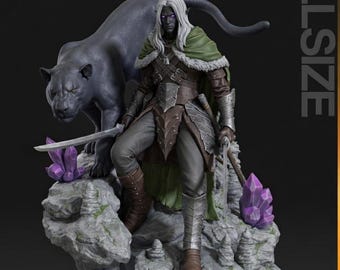 Drizzt Do'Urden STL / Miniatura RPG Elfo Oscuro a Doppia Lama (Download Digitale)