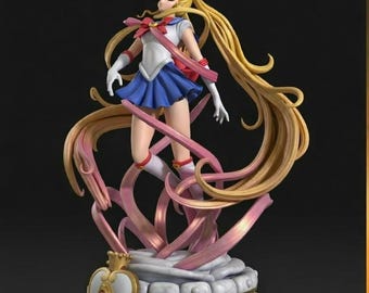 Modelo STL de Guardiana Estelar Lunar: Figura de Chica Mágica para impresión 3D (Descarga digital)