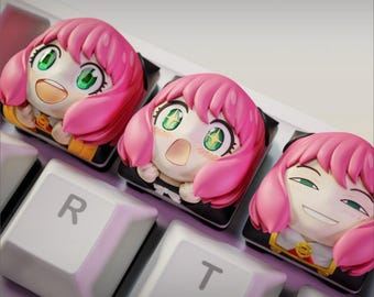 Figura de teclado de chica anime rosa / Decoración de escritorio chibi (modelo STL imprimible en 3D)