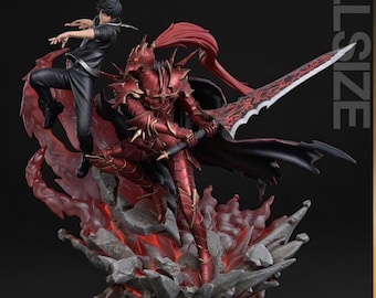Figura de dúo de nivelación individual (STL) / Modelo 3D de Sung Jin Woo e Igris (descarga digital)