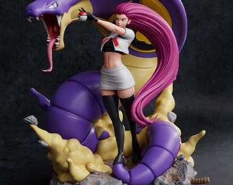 Jessie del Equipo Rocket STL / Villano de anime inspirado en Pokémon / Figura de personaje icónico / Modelo de impresión 3D