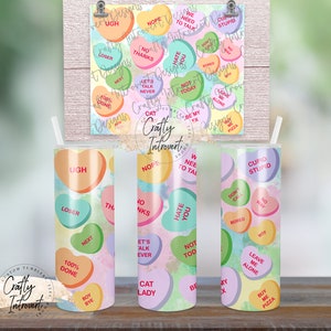 Anti Valentines Candy Hearts PNG / Sublimation Digital File for 20oz Tumblers / Love / Waterslide Wrap / No hay elemento físico
