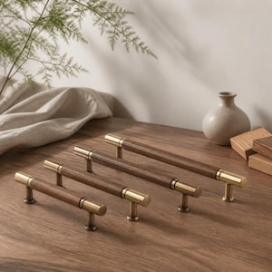 Brass Walnut Cabinet Pulls | Modern Chinese Style Drawer Handles | Nordic Wardrobe Knobs