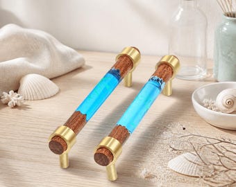 Luxury Resin Drawer Pulls | Gold Cabinet Handles | Custom Size Hardware | Modern Entryway Wardrobe Knob