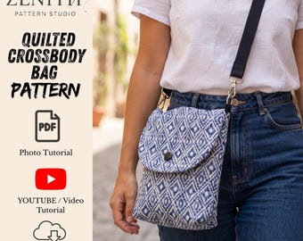 Quilted Crossbody Bag Sewing Pattern PDF | Beginner Friendly Sling Bag with Video Tutorial | Small Phone Bag Pattern | Instant Download
