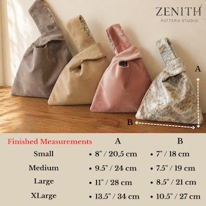 Patron de sac japonais avec noeud, taille 4, patron de sac à coudre et tutoriel vidéo, adapté aux débutants, téléchargement PDF (A4, lettre US, AO) image 5