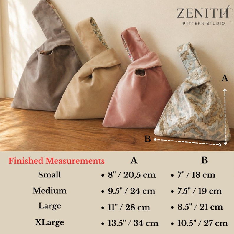 Patron de sac japonais avec noeud, taille 4, patron de sac à coudre et tutoriel vidéo, adapté aux débutants, téléchargement PDF (A4, lettre US, AO) image 5