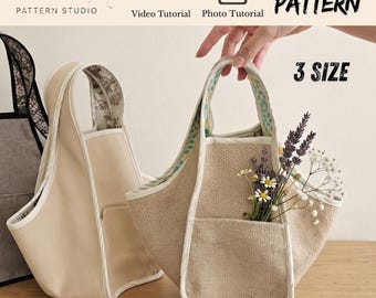 Tulip Tote Bag Sewing Pattern PDF | Origami Japanese Style Handbag Pattern | Beginner Friendly DIY Canvas Pocket Bag Tutorial
