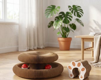 Magic Organ Cat Scratcher - Interactive Ball Track Toy and Foldable Design