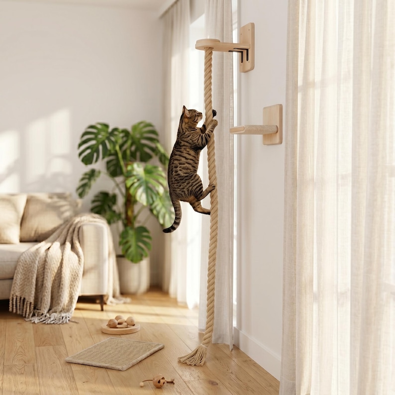 Natural Cat Climbing Rope – Vertical Sisal Scratcher and Exercise Toy for Indoor Cats