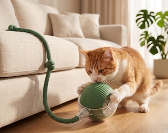 Kattenspeeltje met rollende bal: modern, minimalistisch verrijkingsspeelgoed voor actieve binnenkatten