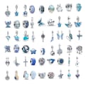 Blue & Silver Charm Beads for Bracelets Pendants for Bracelets,Fit Pandora Charm Bracelets, Suitable for DIY Bracelet Necklace Jewelry product logo