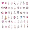 Pink & Silver Charm Beads for Bracelets Pendants for Bracelets,Fit Pandora Charm Bracelets, Suitable for DIY Bracelet Necklace Jewelry product logo