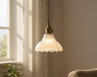 Vintage Glass Pendant Light, Loft Bedroom Hanging Lamp, Modern Home Decor Fixture