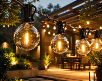 G40 Globe String Lights, Vintage Waterproof Patio Wedding Decor, Warm White LED Garden Lights