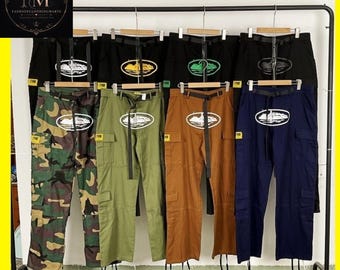 Pantalones cargo unisex de algodón hechos a mano de la marca Corteiz Cargos.
