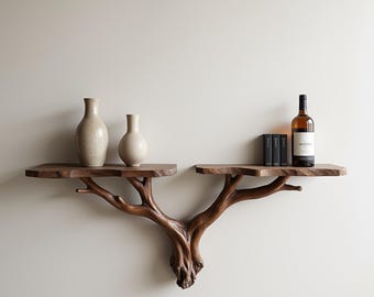 Rustikales Treibholz Regal Natürlicher Ast Bücherregal Live Edge Wand Regal Handgemacht Massivholz Wohnkultur