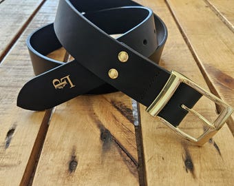 Ceinture cuir pleine fleur faite main en France, 35/40 mm, boucle en laiton