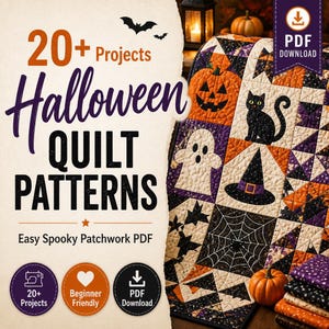 Halloween Quilt Patterns, 20+ Spooky Patchwork Projects, Easy Quilting Patterns PDF