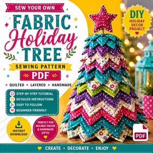 Patrón de árbol de Navidad acolchado / Guía de decoración navideña con patchwork (Descarga en PDF)