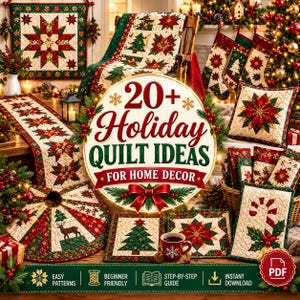 Holiday Quilt Ideas for Home Decor | 20+ Beginner Patchwork Guide (PDF Download)