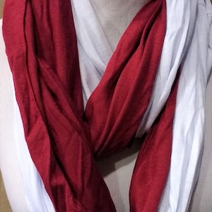 Burgundy and White Team Color Soft Interlock &quot;Spirit Scarf&quot;