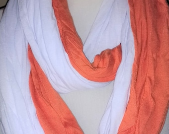 Orange  and White Team Color Soft Interlock "Spirit Scarf"