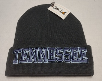 Tennessee Beanie: Navy & Powder Blue 3D Embroidery, Knit Acrylic