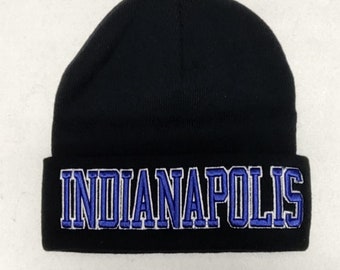 Indianapolis Beanie, 3D Embroidered Knit Hat