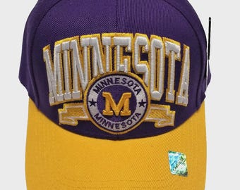 Minnesota Embroidered Cap, Team Color Purple/Gold/White with Embroidered Patch