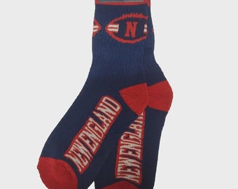 New England Socks, Two-Tone Football Team Color Adult Unisex Socks - Average One Size Fits Most