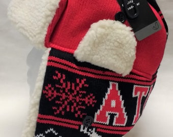 ATLANTA!!!   Red and Black City Name  Fleece Lined Trooper Hat.  Warm and Well Made.  WOW!!!