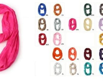 Lightweight Viscose Infinity Scarf – Solid Color, Shimmery Wrinkle Texture